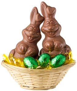 bunnies basket eggs